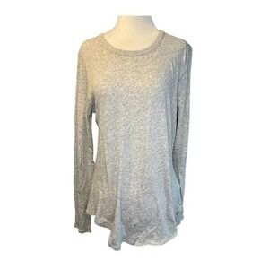 Chaser‎ Long Sleeve Crewneck Shirttail Tee Light Gray Cotton Knit Classic L